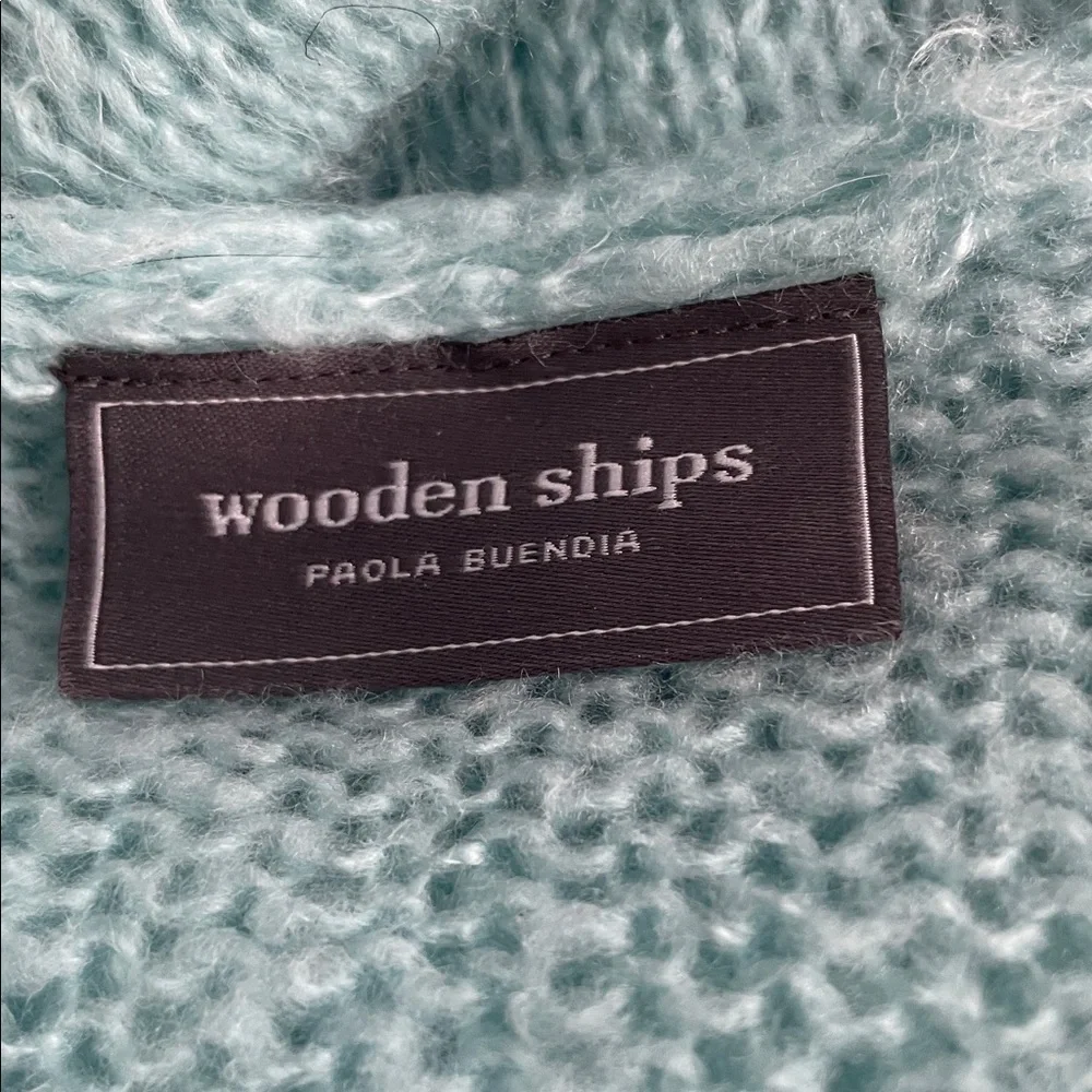 Wooden Ships by Paola Buendia Aqua Blue V-Neck Sweater - Picture 3 of 4